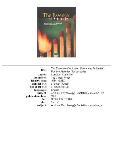 The Essence of Attitude: Quotations for Igniting Positive Attitudes (Successories)
