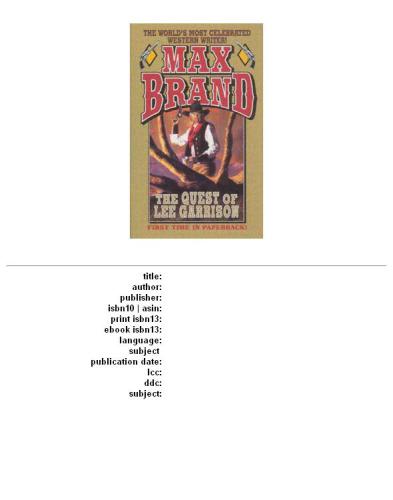 The Quest of Lee Garrison