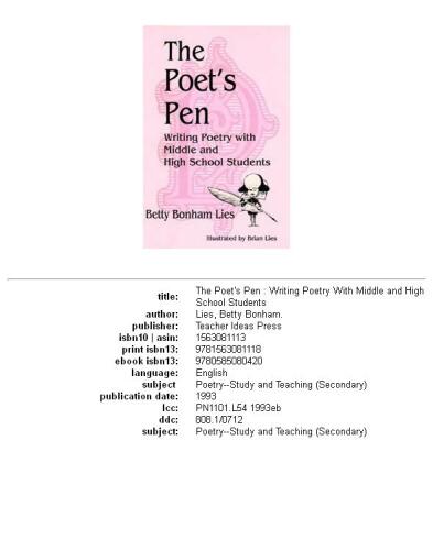 The Poet's Pen: Writing Poetry with Middle and High School Students