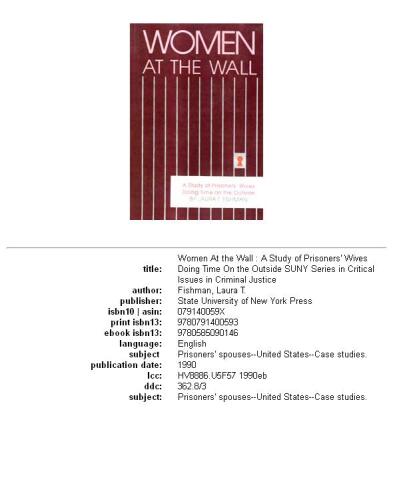 Women at the Wall: A Study of Prisoners’ Wives Doing Time on the Outside