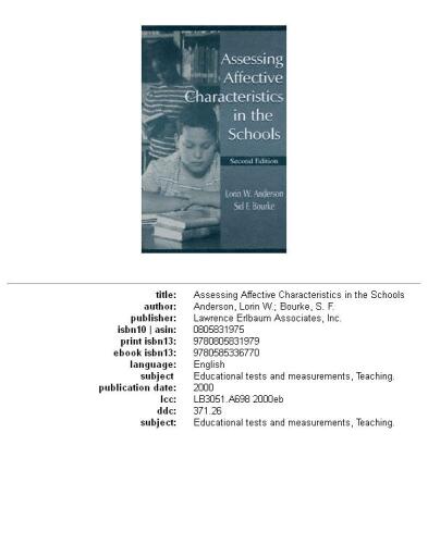 Assessing Affective Characteristics in the Schools