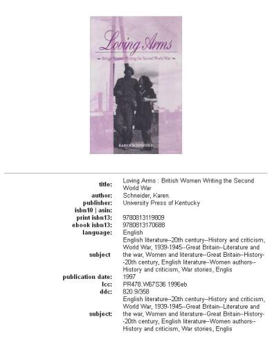 Loving Arms: British Women Writing the Second World War