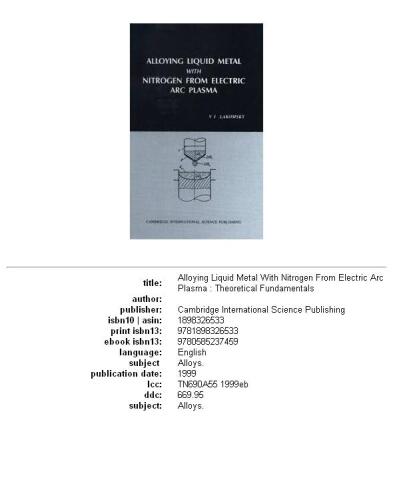 Alloying Liquid Metal with Nitrogen from Electric ARC Plasma