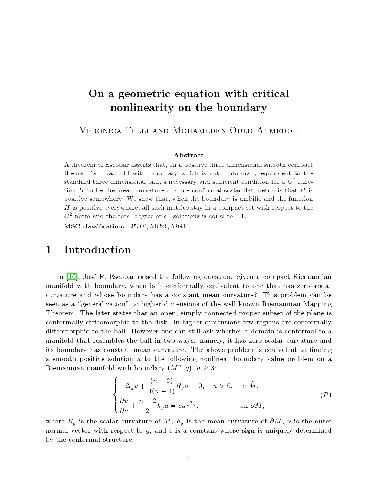 On a geometric equation with critical nonlinearity on the boundary