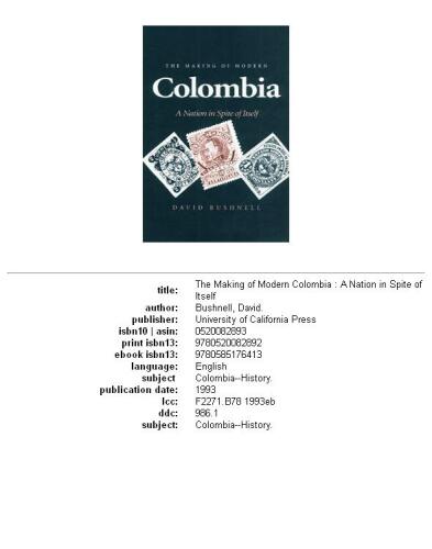 The Making of Modern Colombia: A Nation in Spite of Itself
