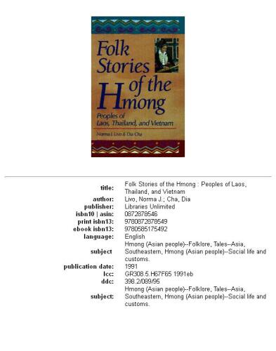 Folk Stories of the Hmong: Peoples of Laos, Thailand, and Vietnam (World Folklore Series)