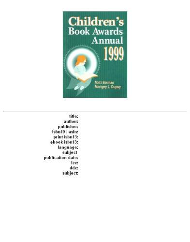Children's Book Awards Annual 1999