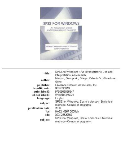 SPSS for Windows: An introduction To Use and interpretation in Research