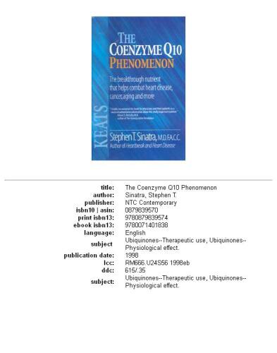 The Coenzyme Q10 Phenomenon