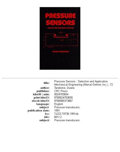 Pressure Sensors (Mechanical Engineering (Marcell Dekker))