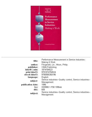 Performance Measurement in Service Industries