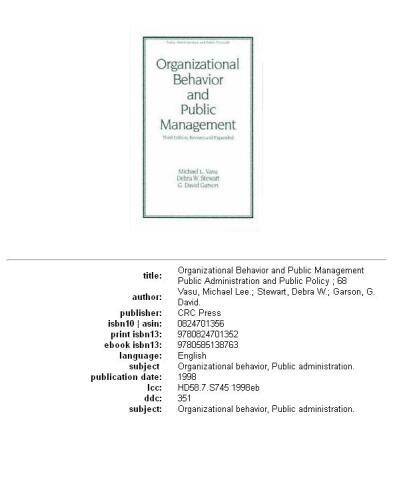 Organizational Behavior and Public Management (Public Administration and Public Policy)