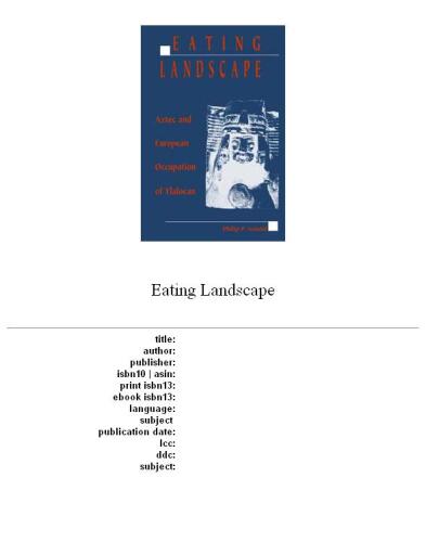 Eating Landscape: Aztec and European Occupation of Tlalocan