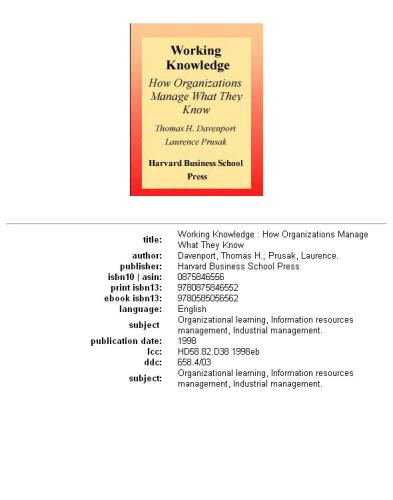 Working Knowledge: How Organizations Manage What They Know