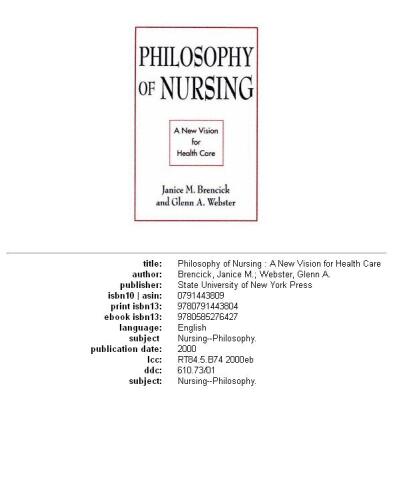 Philosophy of Nursing: A New Vision for Health Care