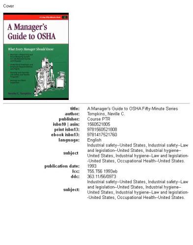 A Manager's Guide to OSHA (A Fifty-Minute Series Book)