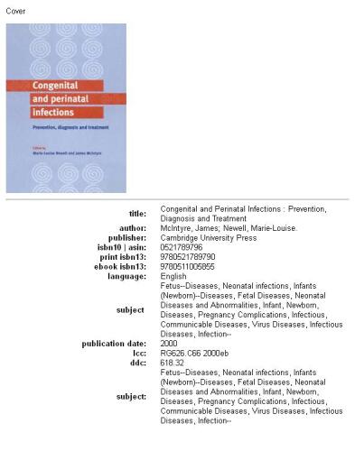 Congenital and Perinatal Infections: Prevention, Diagnosis and Treatment