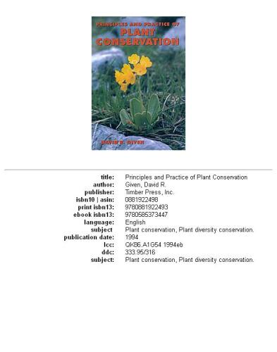 Principles and Practice of Plant Conservation