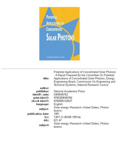 Potential Applications of Concentrated Solar Photons