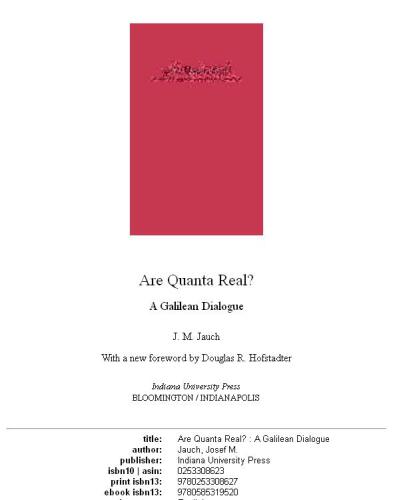 Are Quanta Real?: A Galilean Dialogue (A Midland Book)