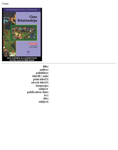 Close Relationships: Key Readings