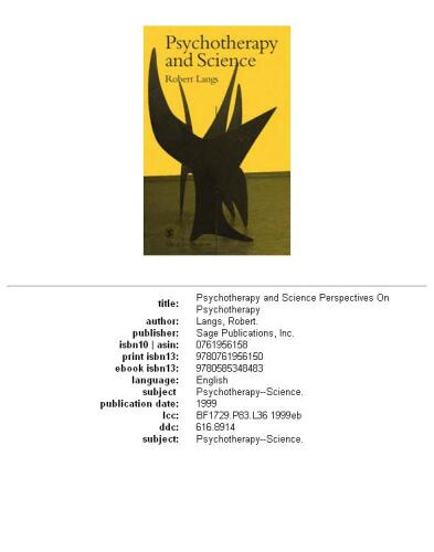 Psychotherapy and Science (Perspectives on Psychotherapy series)