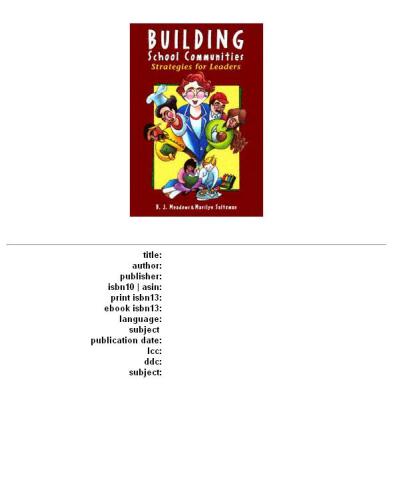 Building School Communities: Strategies for Leaders