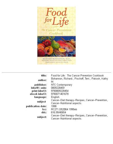 Food for Life: The Cancer Prevention Cookbook