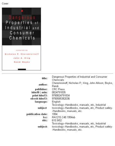 Dangerous Properties of Industrial and Consumer Chemicals