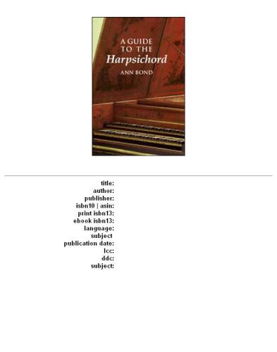 A Guide to the Harpsichord