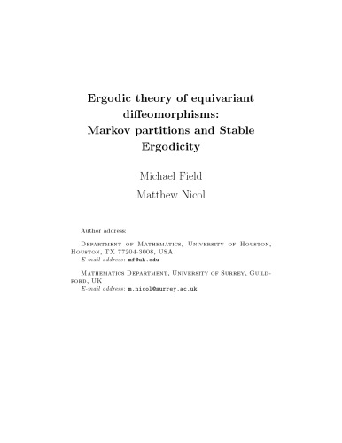 Ergodic Theory of Equivariant Diffeomorphisms: Markov Partitions and Stable Ergodicity 