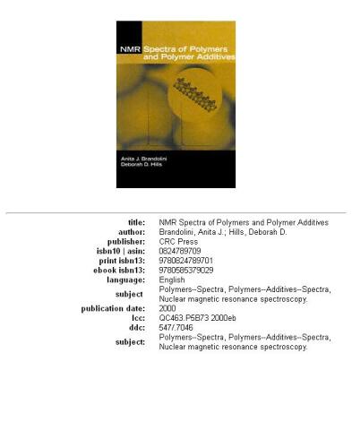 NMR Spectra of Polymers and Polymer Additives