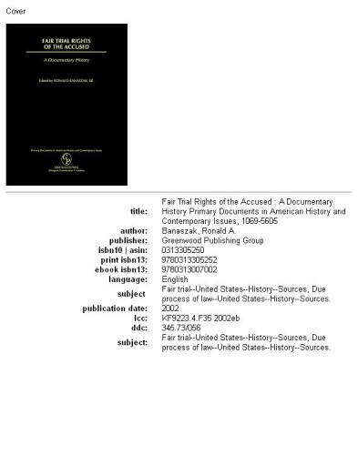 Fair Trial Rights of the Accused: A Documentary History