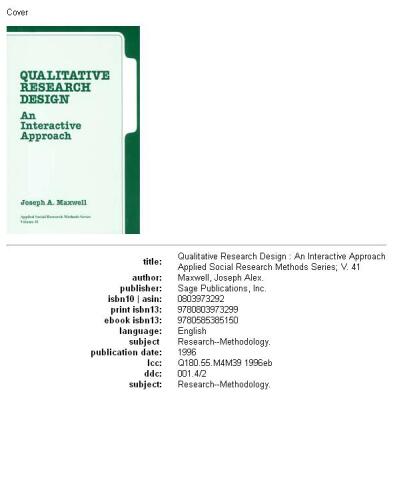 Qualitative Research Design: An Interactive Approach (Applied Social Research Methods)