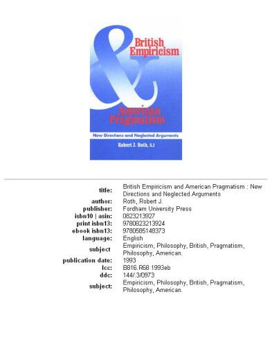 British Empiricism and American Pragmatism: New Directions and Neglected Arguments