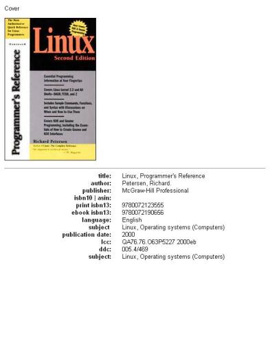 Linux Programmer's Reference