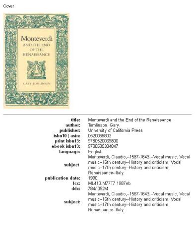 Monteverdi and the End of the Renaissance