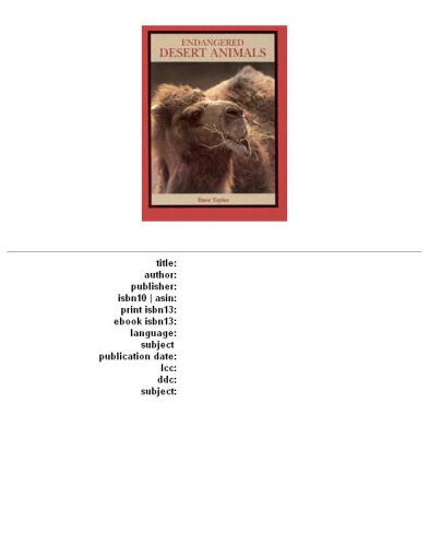 Endangered Desert Animals  (The Endangered Animals Series)