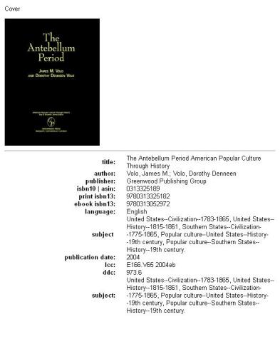 The Antebellum Period (American Popular Culture Through History)