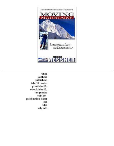 Moving Mountains: Lessons on Life and Leadership