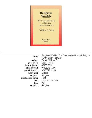 Religious Worlds: The Comparative Study of Religion