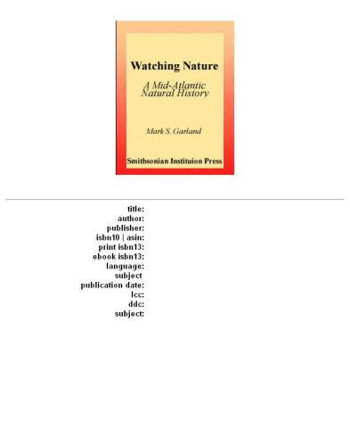 Watching Nature: A Mid-Atlantic Natural History