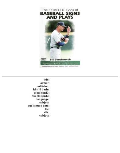 The Complete Book of Baseball Signs and Plays