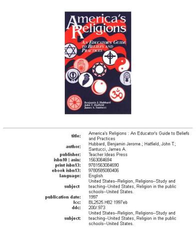 America's Religions: An Educator's Guide to Beliefs and Practices