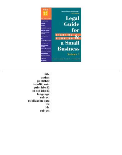 Legal Guide for Starting & Running a Small Business, 5th Ed