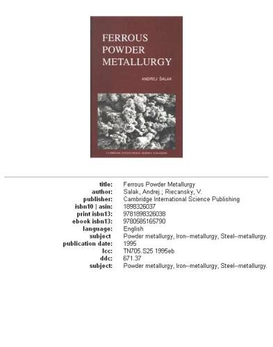 Ferrous Powder Metallurgy