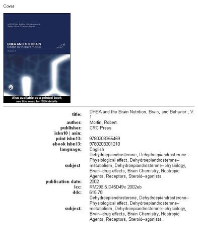 DHEA and the Brain (Nutrition, Brain, and Behavior)