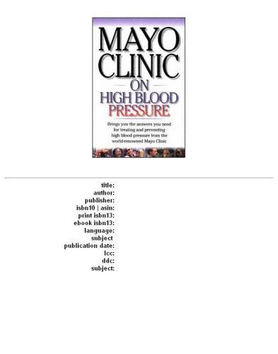 Mayo Clinic on High Blood Pressure