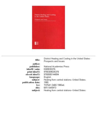 District Heating and Cooling in the United States: Prospects and Issues