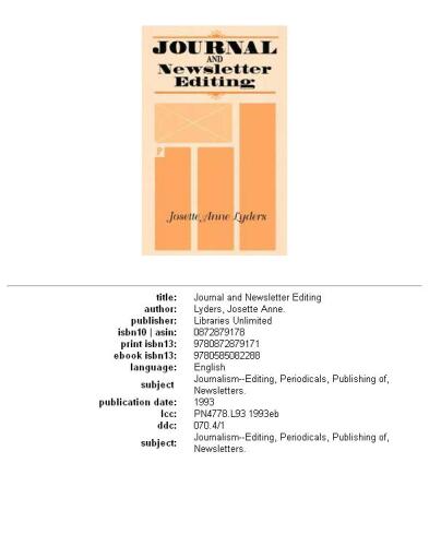 Journal and Newsletter Editing: